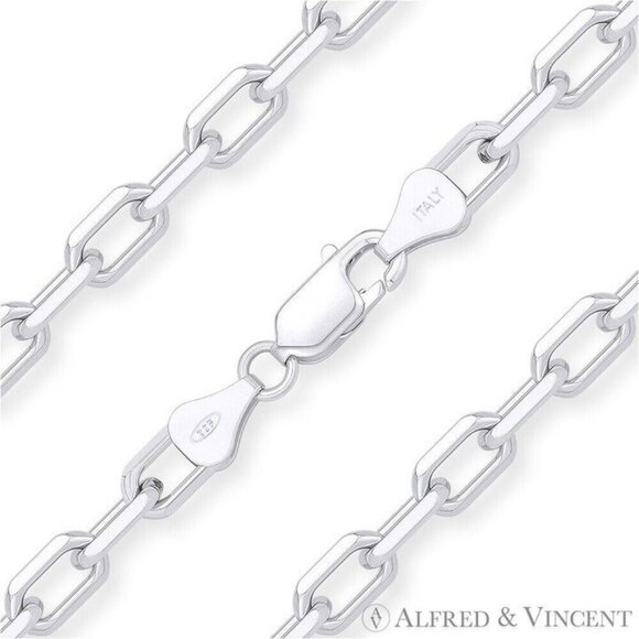 D-Cut Anchor Cable Link Chain Bracelet in Solid .925 Sterling Silver - 8